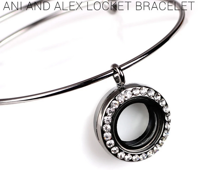 5PCS Mixed Color Full Rhinestone Round Floating Charms Alloy Locket Bracelets Bangles | Украшения и аксессуары