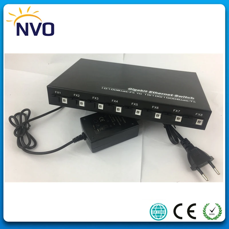 8 100M Optical Fiber B Side Port to 2 1000M RJ45 Electrical Single Gigabit Ethernet Switch Euro Charger | Мобильные телефоны и