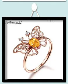 AINUOSHI Natural Citrine Halo Ring 0.8ct Round Cut Gemstone 925 Sterling Silver Ring Engagement Wedding Jewelry Women Ring