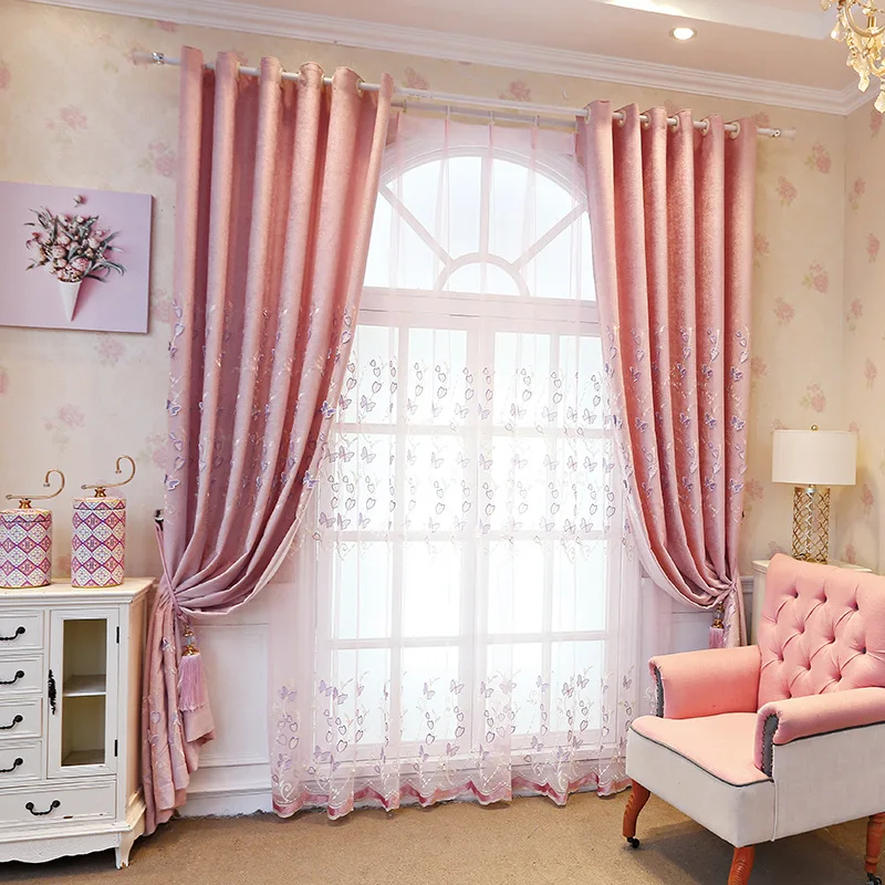 Романтичные занавески с бабочками для девочек тюлевые прозрачные тканевые окон