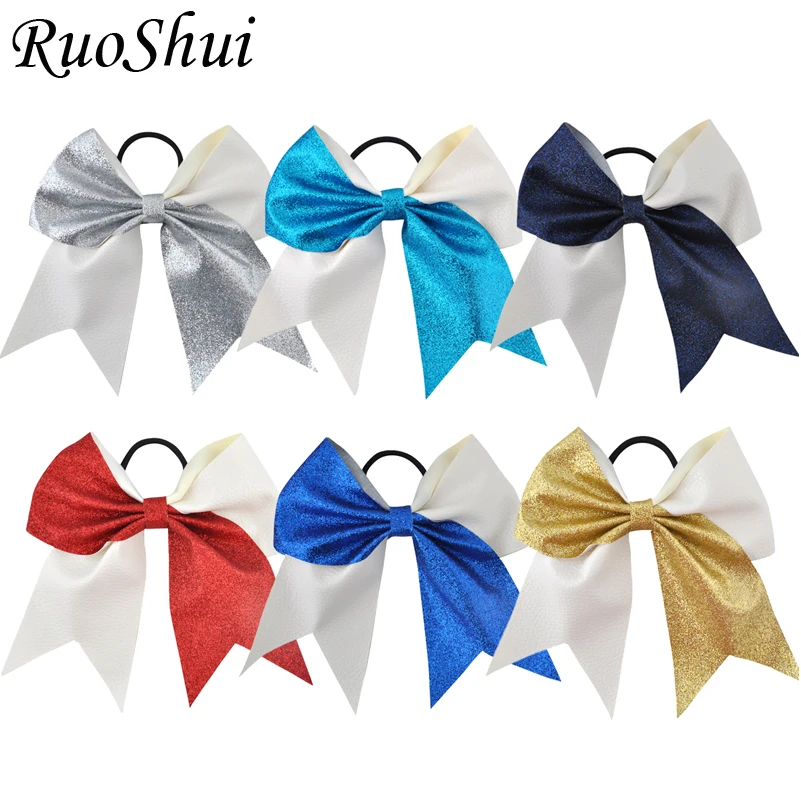 7 дюймов большой бант для волос с блестками эластичные резинки держатель хвоста