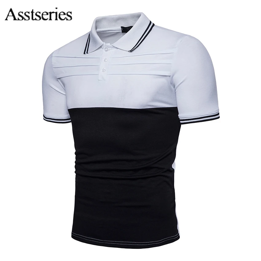 Новейшие дизайнерские 2018 мода бренд мужской рубашки поло Solid Short Sleeve Slim Fit Для