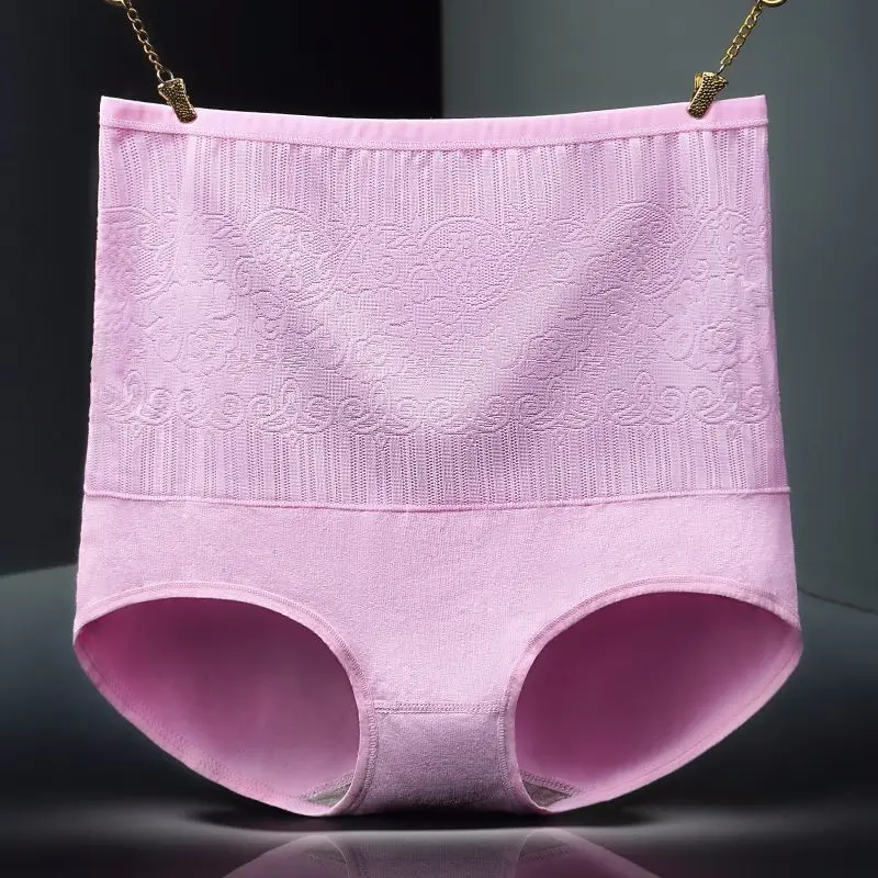 Pink Женские хлопковые трусы с высокой талией, дышащие тригонометрические трусики размера плюс, женское нижнее белье, формирующие тело Трусы M, L, XL, XXXL - Цвет: Pink
