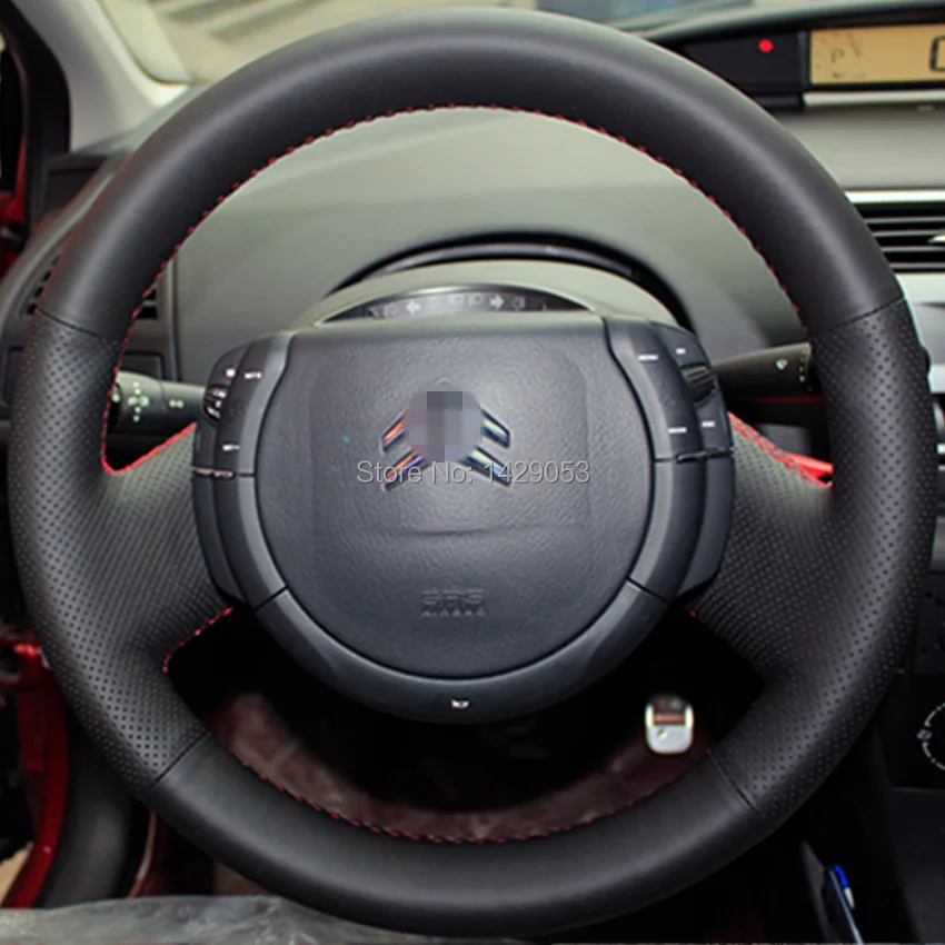 

Case for Citroen C4 C-Quatre C-Triomphe Steering wheel covers Car styling DIY genuine leather Anti-slip breathable covers