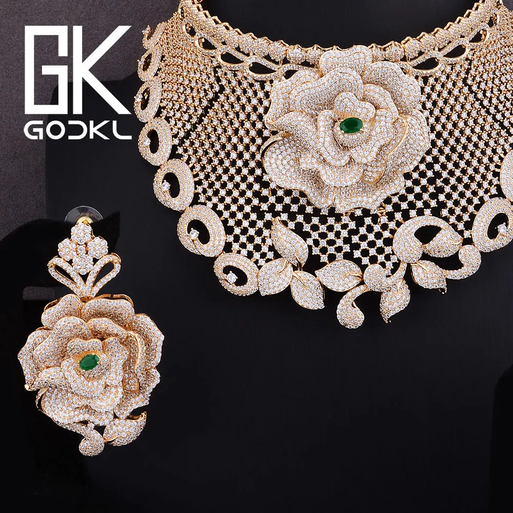 Godki роскошный кубический цирконий нигерийские комплекты ювелирных изделий для женщин свадебные Дубай Свадебные Ювелирные наборы африканские бусины ювелирные наборы