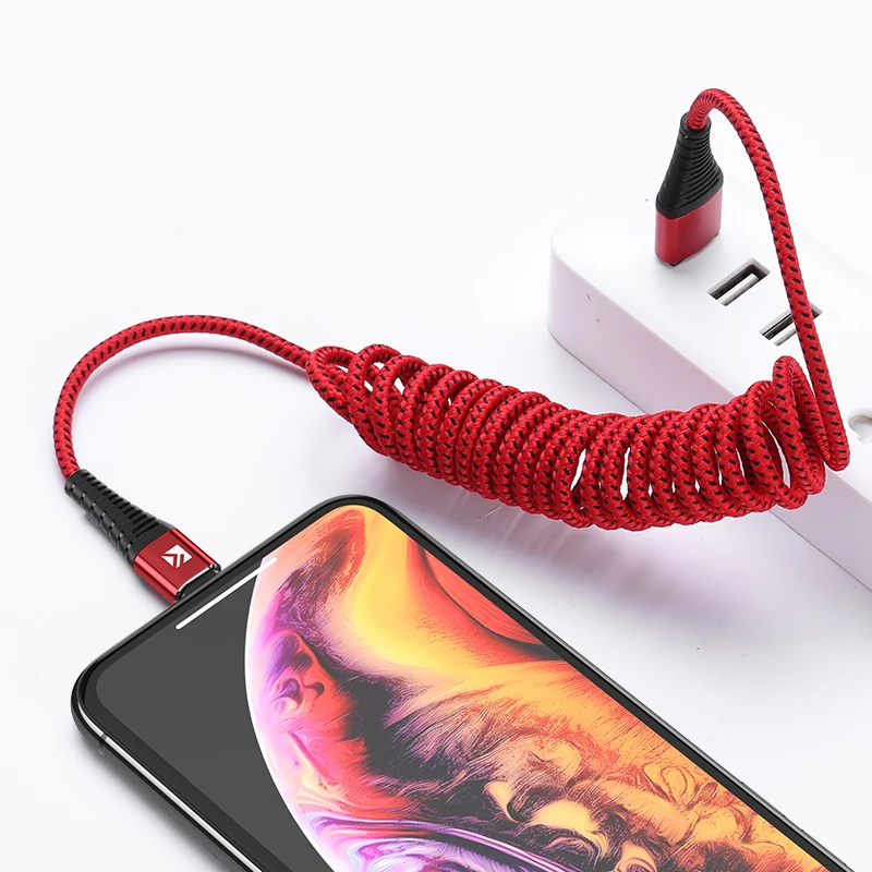 FLOVEME 2A USB высокопрочный Быстрый кабель для iPhone XR XS Max X 8 7 Plus кабель для зарядки и передачи данных - Цвет: Красный