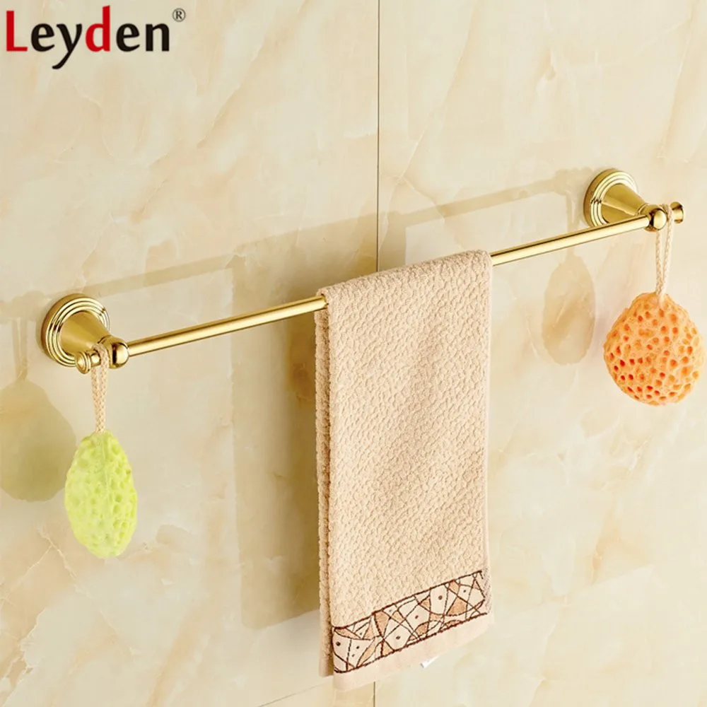 

Leyden Wall Mounted Golden Finish Brass Bathroom Single Towel Bar Towel Holder Antirust Towel Rail Bathroom Accessories