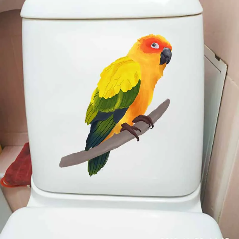 YOJA 19.5X22.8CM Art Mural Wall Sticker Tropical Birds And Branches Toilet Decal Bathrooom Home Decor T5-0678 | Дом и сад