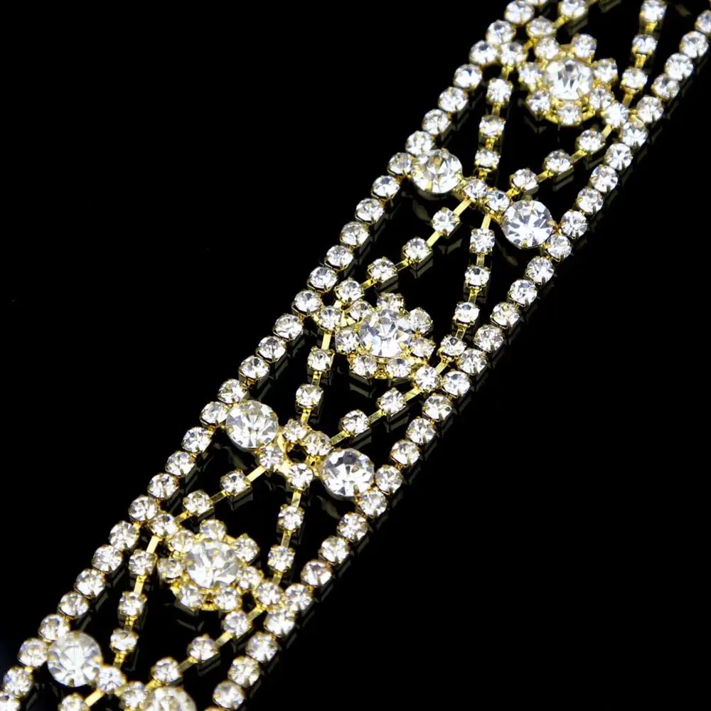 

5Yards Rhinestone Chain Rose Gold Silver Golden Sparkling Crysta Trim Rhinestone Applique Sewing Accessories