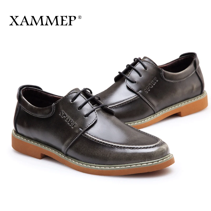 Men Casual Shoes Brand Sneakers Spring Autumn Split Leather Flats Lace up Hight Quality Plus Big Size Xammep |