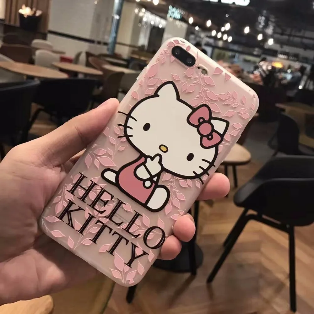 3D дизайн Hello kitty милый чехол с мультяшным котом для iphone 6 6s 4 7 plus 5 роскошный мягкий