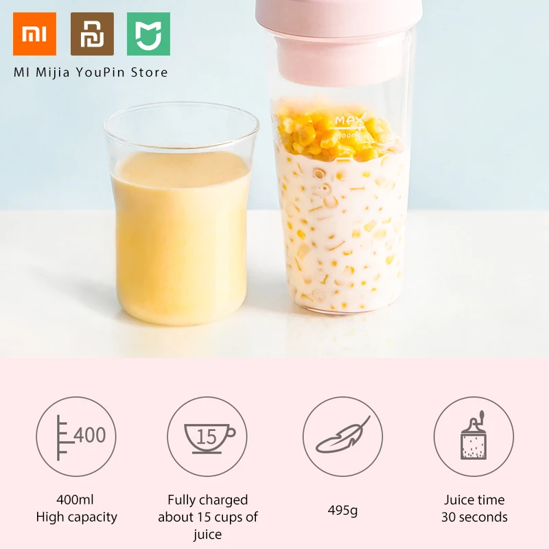 Xiaomi 17PIN Star Firut Cup Portable Juicer 400ML Fruit Magnetic charging 30 Seconds Of Quick Juice Suitable For Fitness | Электроника