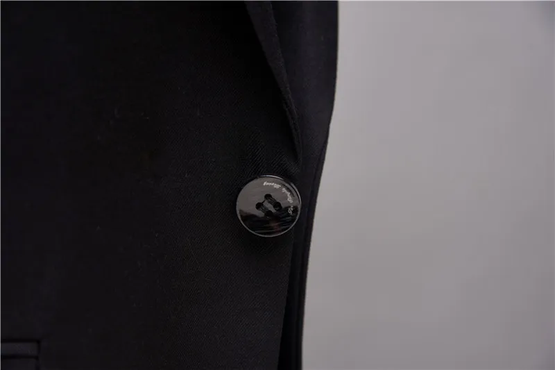 Новые черные мужской костюм Индивидуальный заказ Зубчатый воротник одна кнопка