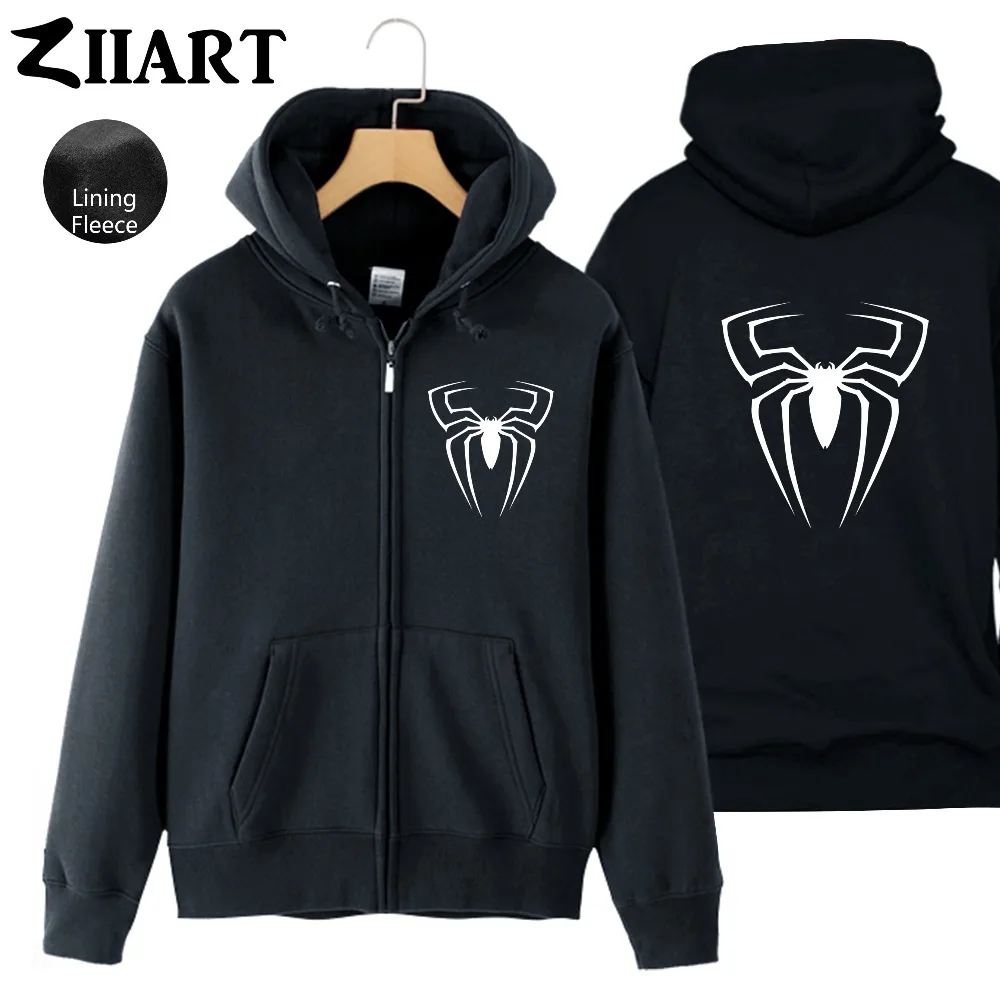 Женская флисовая куртка на молнии с капюшоном Venom-Logo крутая черная одежда