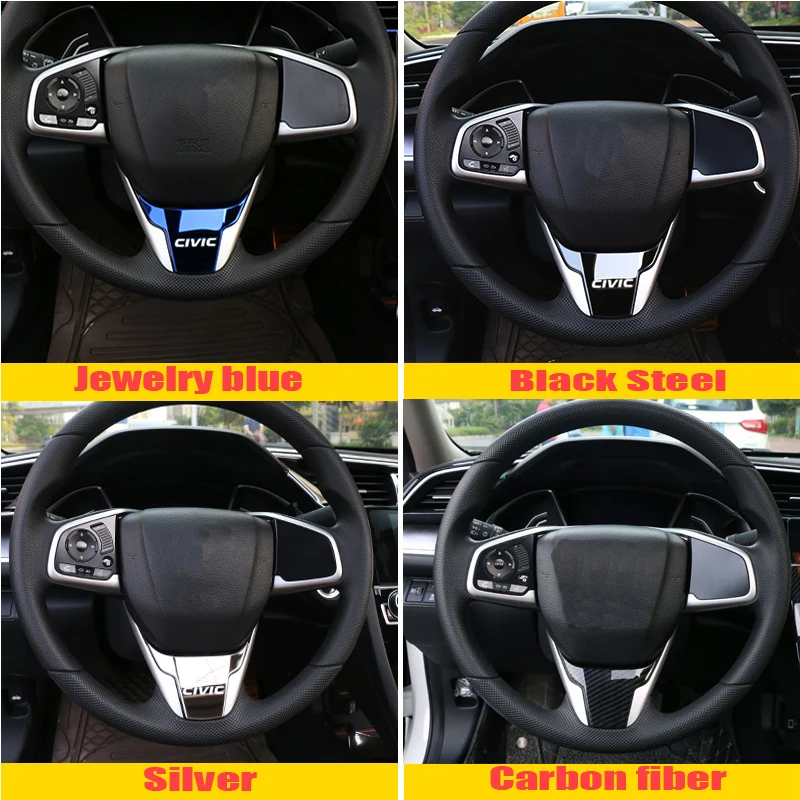Авто Стайлинг Нержавеющая сталь наклейки для Honda Civic 2018 2019 2017 2016 10th руль блестки