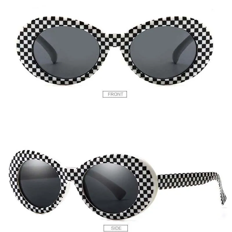 black grid frame Женские защитные очки, мужские Модные солнцезащитные очки, женские мужские Овальные Солнцезащитные очки, черные, белые, красные очки, UV400 - Цвет линз: black grid frame