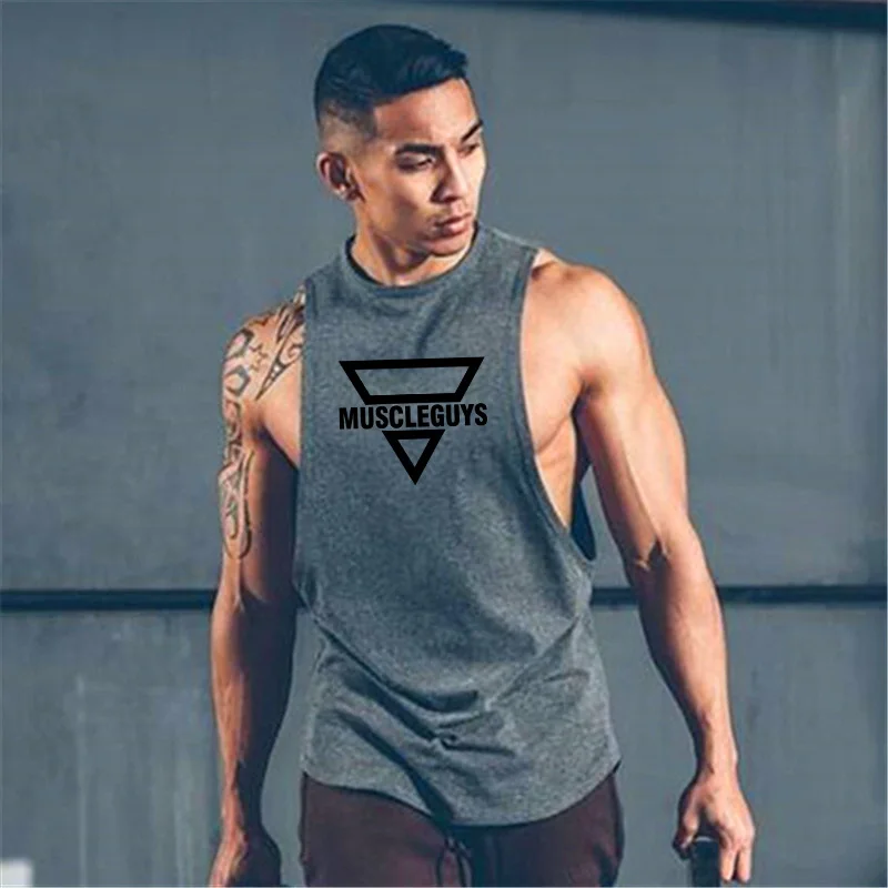 

Muscleguys Cotton Gyms Tank Tops Men Sleeveless Tanktop For Boys Bodybuilding Clothing Undershirt Fitness Stringer Workout Vest