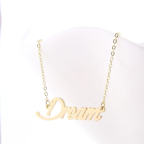 Женское Ожерелье с надписью &quotDream&quot AOLOSHOW колье из нержавеющей стали NL 2437|nameplate