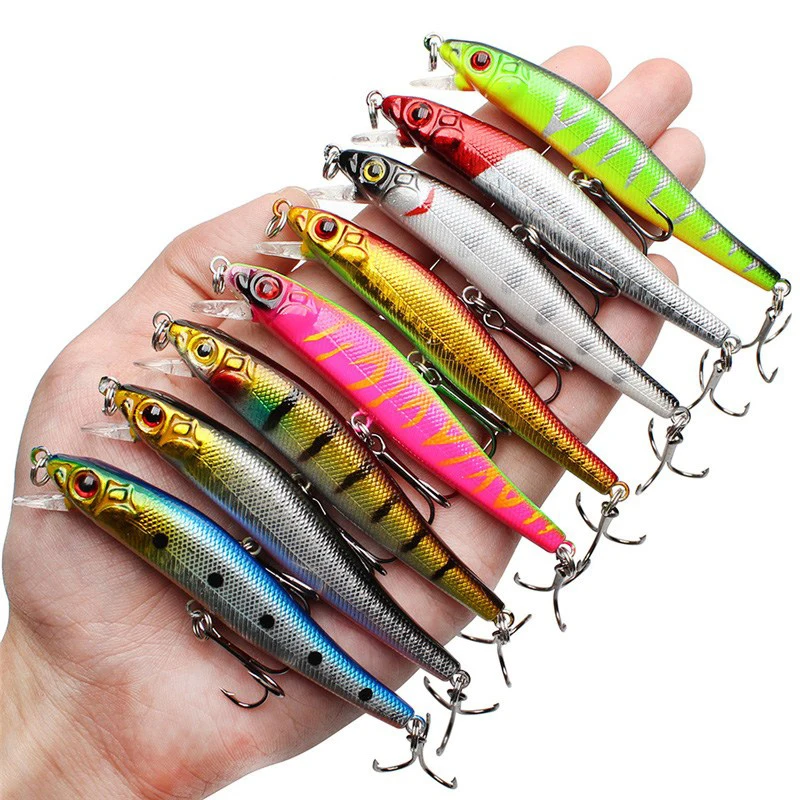 YUEWINS Minnow жесткая приманка для рыбалки isca artificia 3D Eye 8 см 5 9 г воблер Crankbait Bass Trolling