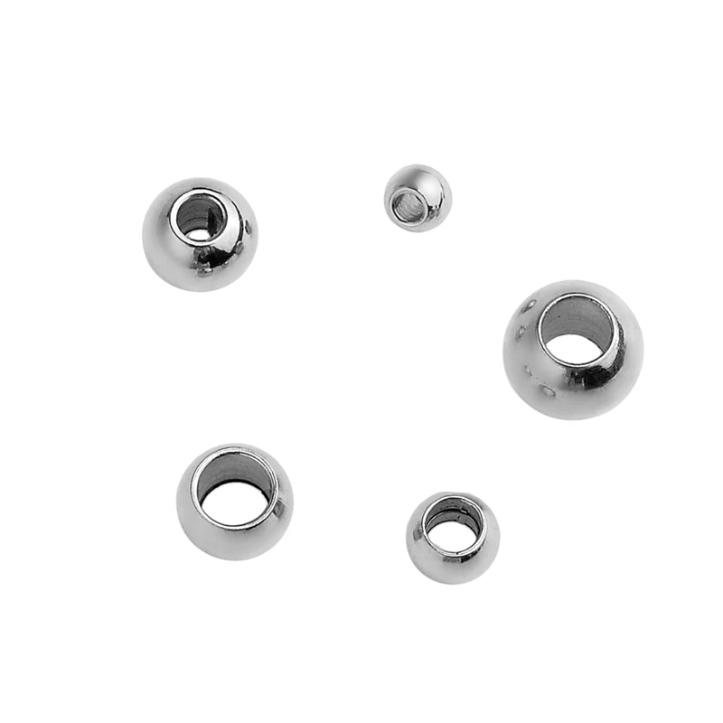 LASPERAL 20/40 шт. Нержавеющая сталь круглый однотонный спейсер бисер с серебряной