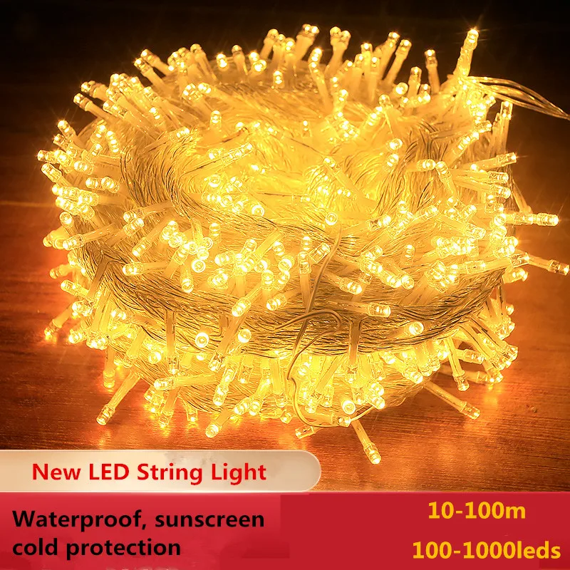 

AC 220v Christmas Lights 5M 10M 20M 30M 50M 100M Led String 8 Function Lights 9 Colors For New Year Wedding Party Holiday Lights