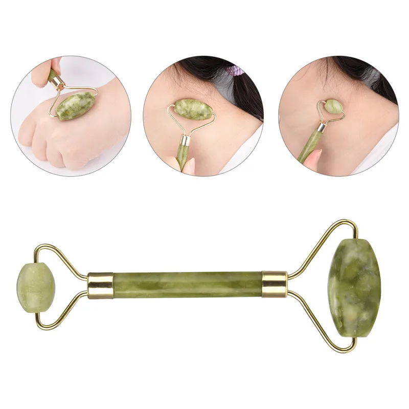 Массажер для лица с двойной головкой из натурального нефрита подтяжки и шеи