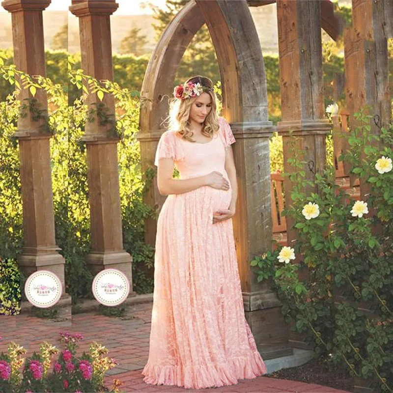 Кружевные платья для беременных женщин одежда с V-образным вырезом кружевное