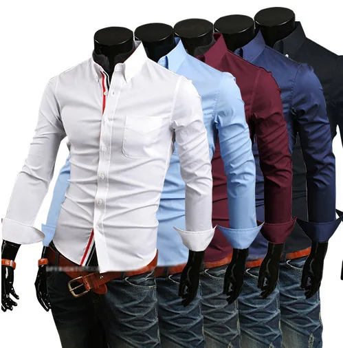 Прямая поставка мужские рубашки размера плюс Новое поступление облегающее