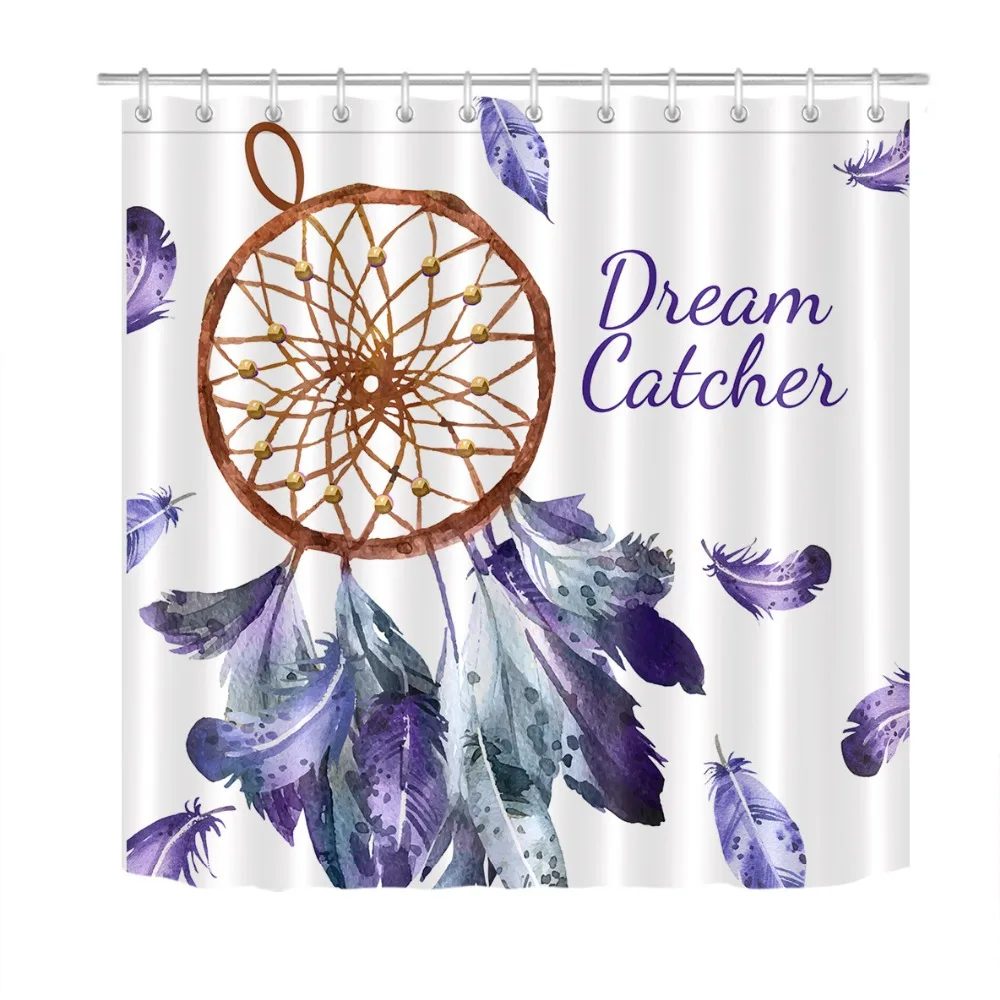 Занавеска для душа с пером 12 крючков из полиэстера | Дом и сад