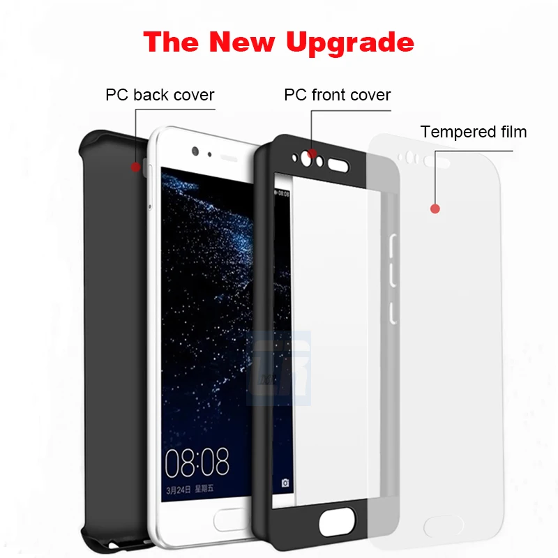 DCR 360 Degree Full Cover Cases for Huawei P9 P10 P20 Lite Plus Phone Case Pro Protection Glass Bag |