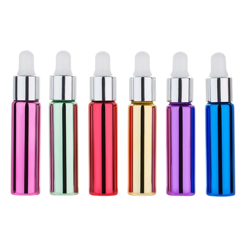 

MUB- 6pcs 10ML Dropper Essence Liquid Oil Bottle Silver Cap Cosmetics Essential Oil Bottle High-grade UV Glass Perfume Bottle