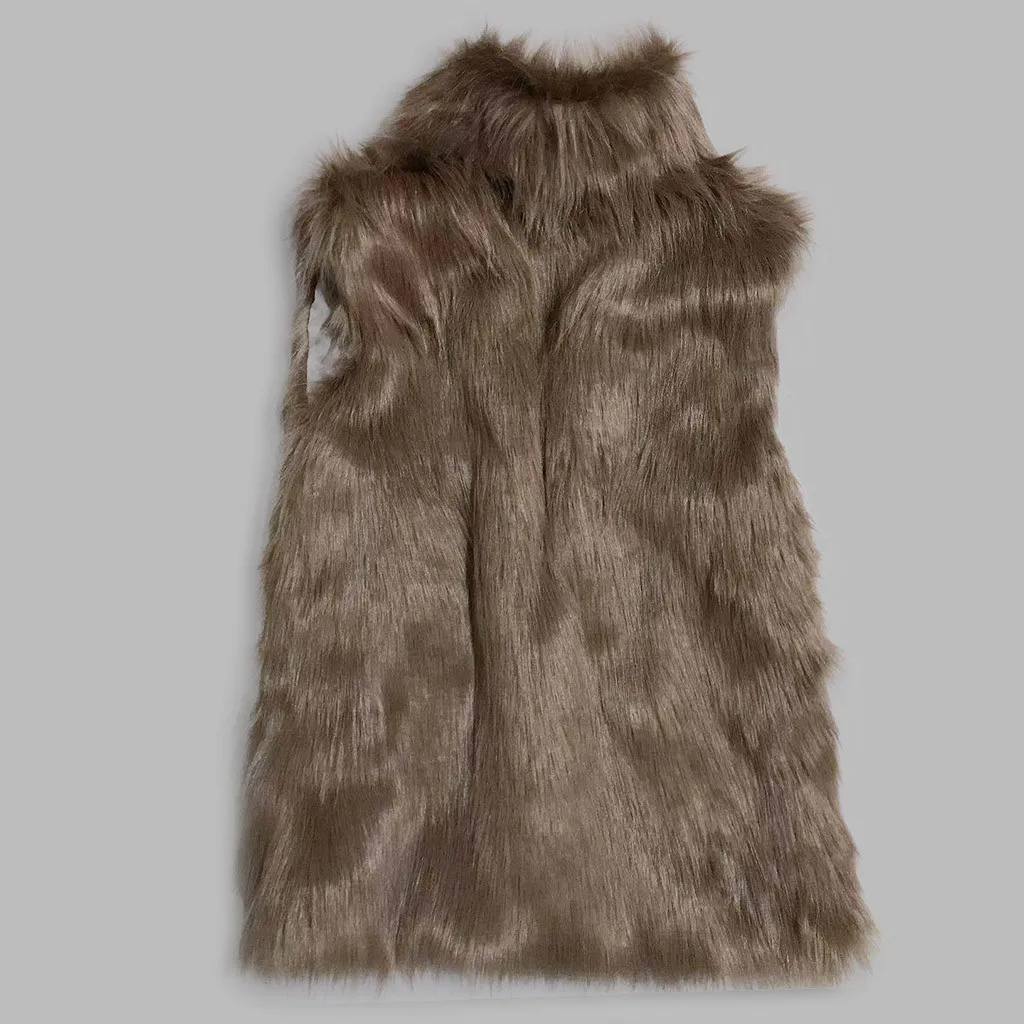 Женское пальто осень-зима, Женская куртка, шерстяной жилет со стоячим воротником, жилет из искусственного меха, пальто Abrigo Mujer manteau femme hiver