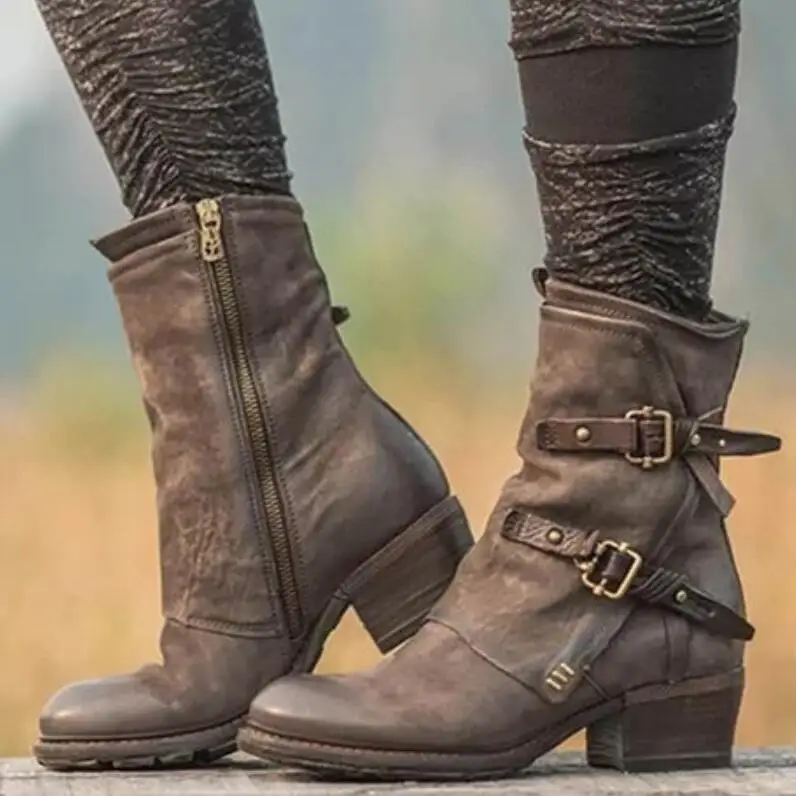 Женские ботильоны zapatos mujer винтажная теплая обувь из искусственной кожи Женская