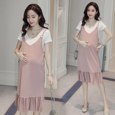 Летнее платье для кормящих грудью свободные 2 предмета Костюмы комплект футболка