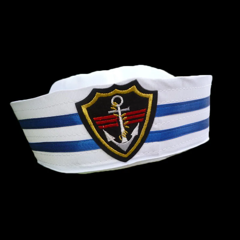 

2019 new Sailors Ship Boat Captain Navy Marine Cap With Anchor Sea Boating Nautical Fancy Dress Hats Blue White Military Hat