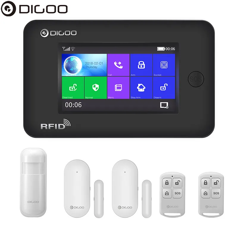 Digoo DG HAMA All Touch Screen Alexa Версия 433 МГц GSM и WIFI DIY Умный Дом Монитор Безопасности