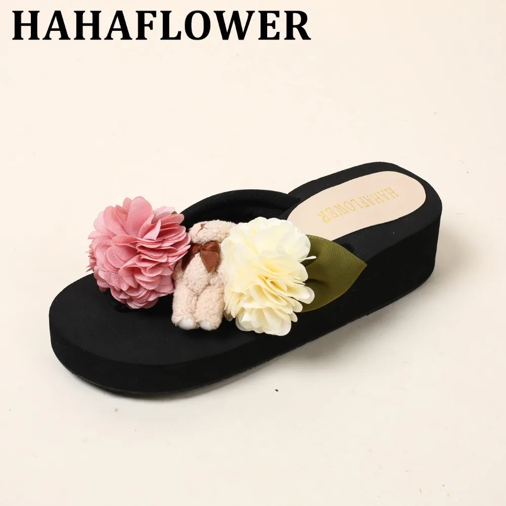 

HAHAFLOWER/удобные легкие дышащие домашние тапочки; милые Нескользящие тапочки на плоской подошве с цветочным узлом; пляжная обувь с мягкой подо...