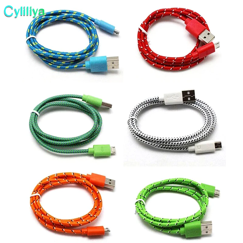 100 шт. цветной USB кабель для синхронизации данных и зарядки круглый плетеный шнур
