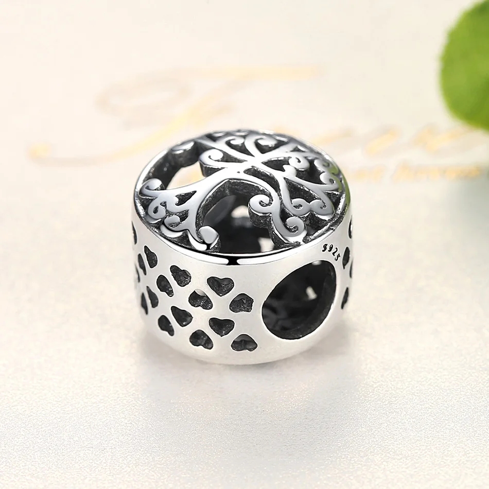 Круглый Форма 925 пробы серебро Семья Подвеска &quotДрево жизни&quot Шарик Подходят