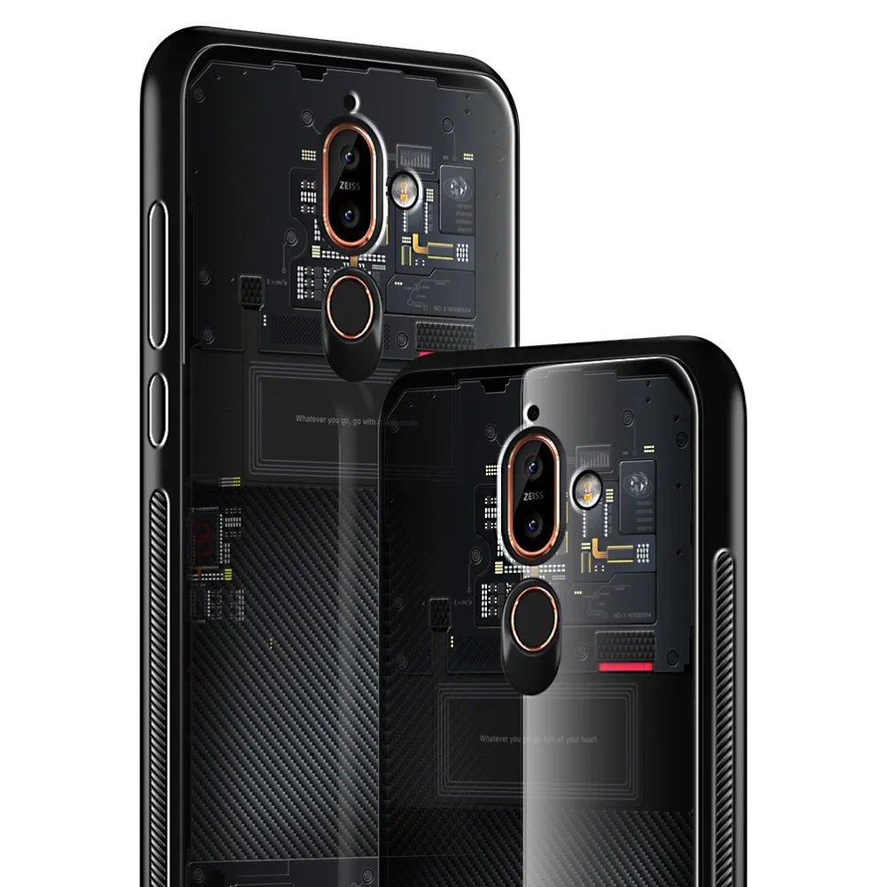 SLEO для Nokia 7 Plus чехол закаленное стекло задняя крышка Чехлы мягкие силиконовые