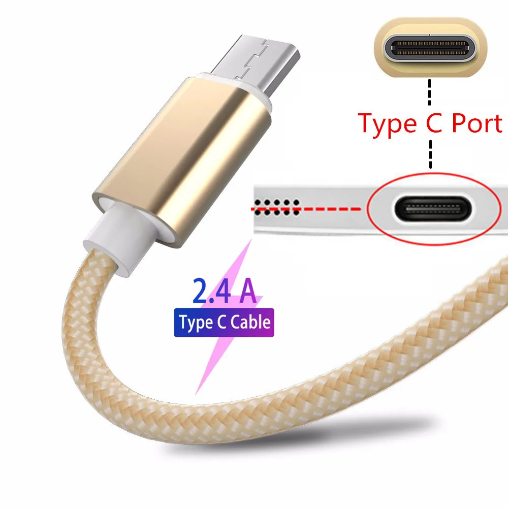 Кабель usb type C 2.4A для быстрой зарядки смартфона, передачи данных, зарядное устройство, нейлоновый шнур для samsung Galaxy A30 A50 S10 S9 S8 Plus Note 9