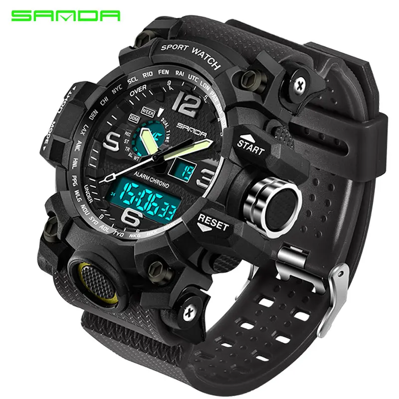 

SANDA Men Military Sports Watches Male LED Digital Watch Waterproof Watch Men Luminous Chronograph Relogio Masculino