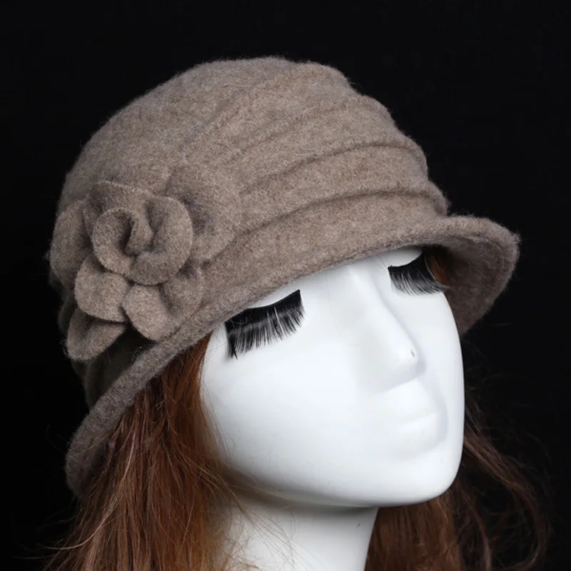 Русская 100% чистая Женская Высококачественная шерстяная шляпка с цветочным