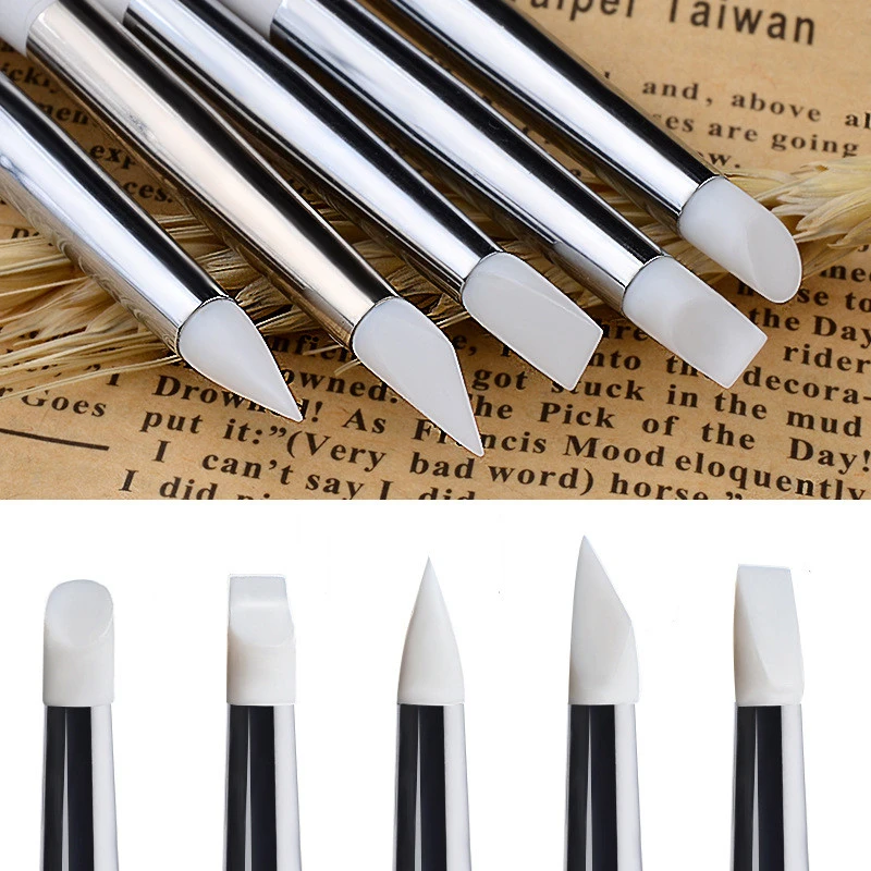 5 шт./компл. силиконовая скульптурная ручка для дизайна ногтей 3D резьба DIY