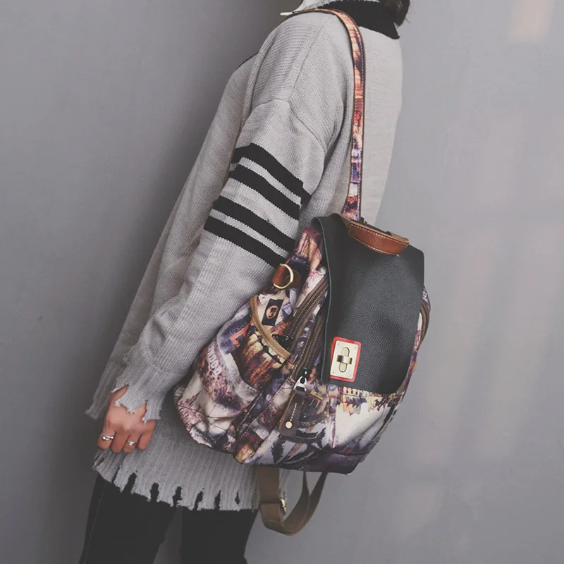 

New Lady's Bag Fashionable Oxford Cloth Top Layer Cowhide Multi-purpose Slant Single Shoulder Bag