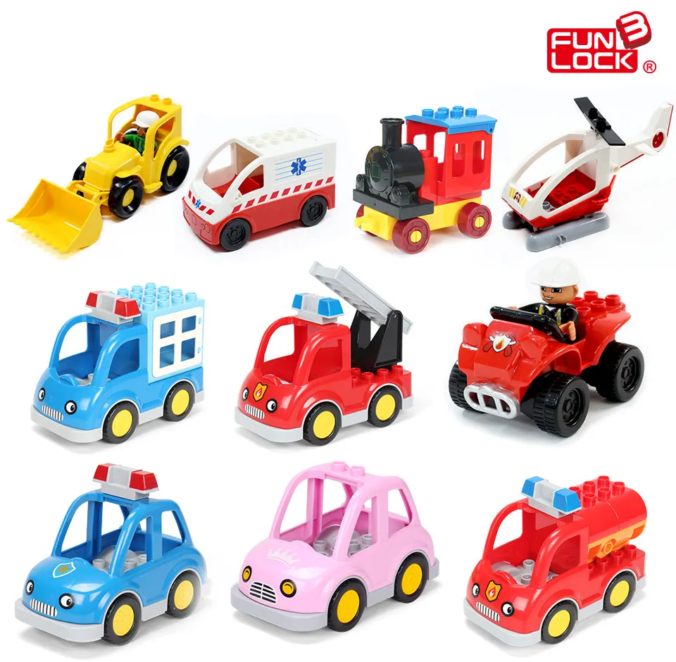 Funlock Duplo блоки игрушки городской транспорт серии автомобиль кирпичи запчасти