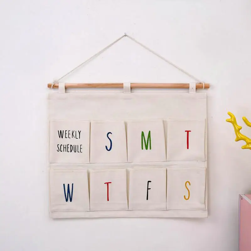 46*42cm Linen/Cotton Fabric Over the Door Magazine Storage Bag 8 Pockets Wall Closet Hanging Organizer Case Home Gift | Дом и сад