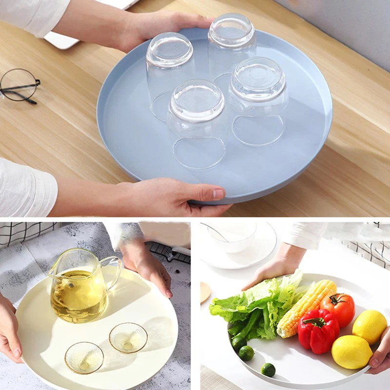 Поднос из бамбукового волокна ярких цветов Круглый минималистичный поднос для