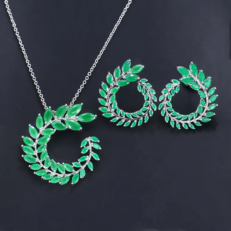 Ожерелье и серьги женские с фианитом серебристого цвета|necklace and earring set|necklace