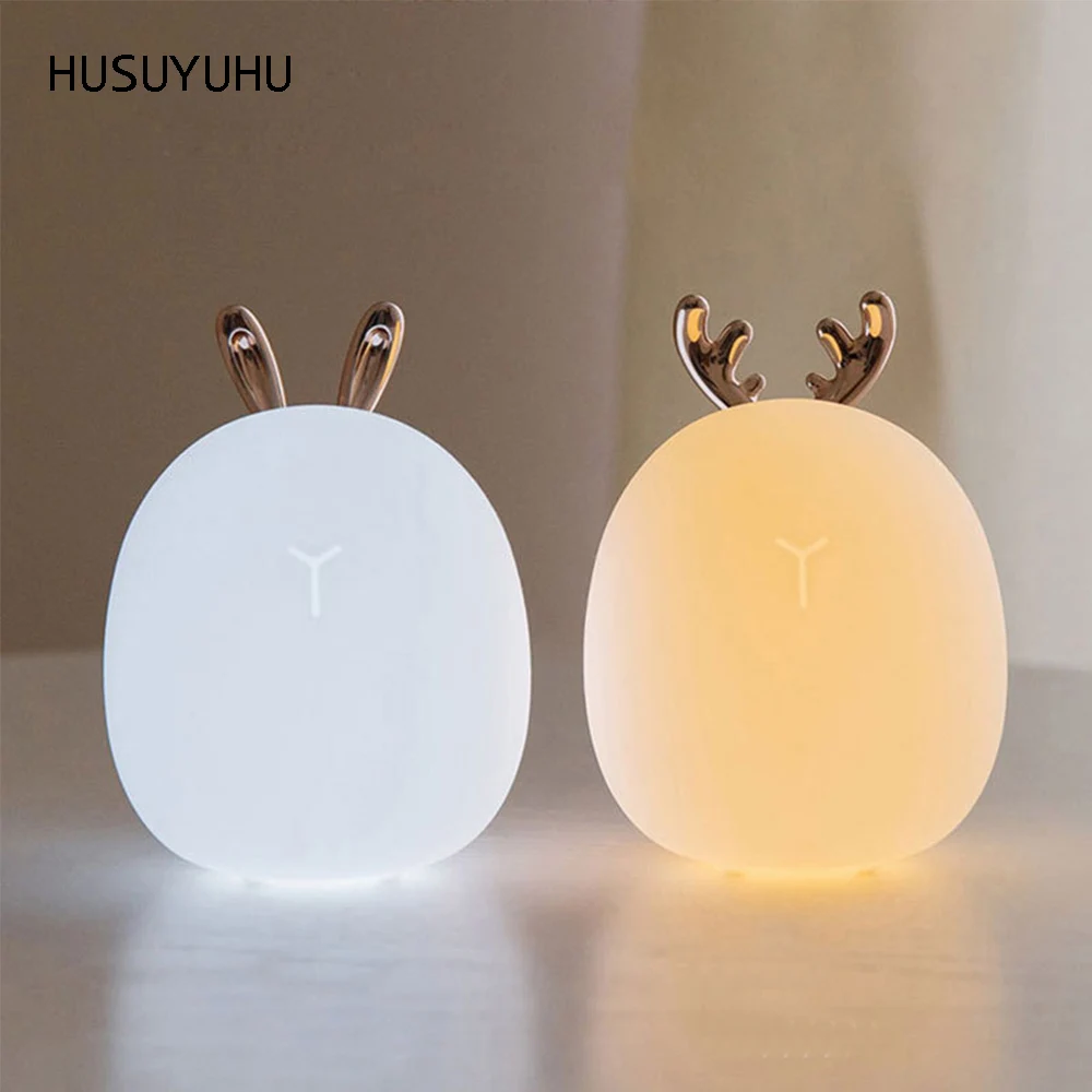 HUSUYUHU сенсорный датчик света LED USB ночник лампа мягкий АБС пластик Силикагель